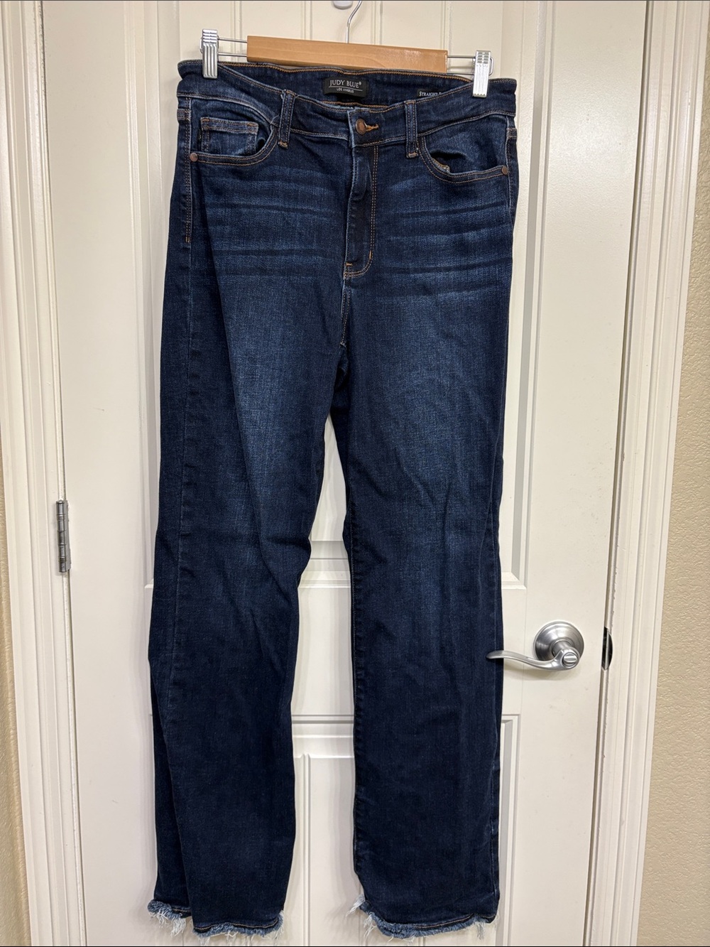 Judy Blue Raw Hem Dark Indigo Straight-Leg Jeans for Women